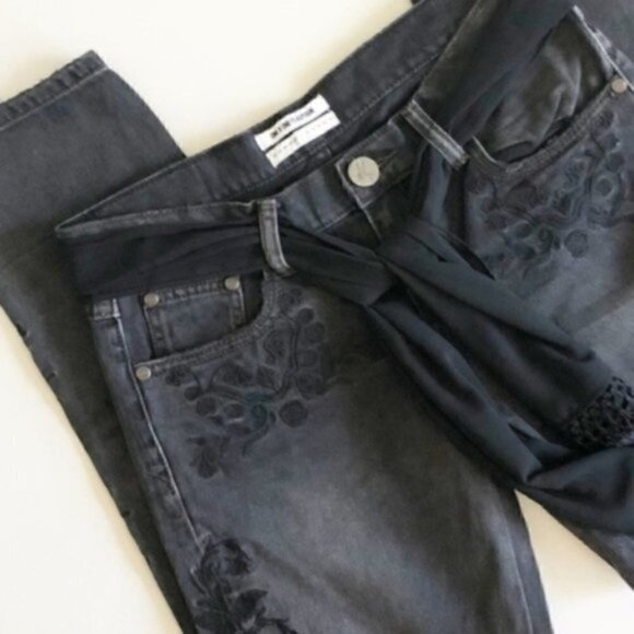 One Teaspoon Jeans 27 NWOT Von Lola Awesome Baggies Floral Sash Embroidered - Picture 8 of 16